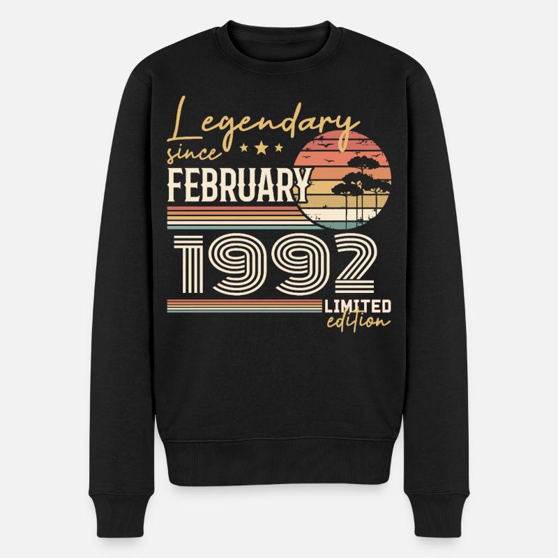 Février 1992 anniversaire 1992 légendes Février - Pull Premium bio Homme - noir