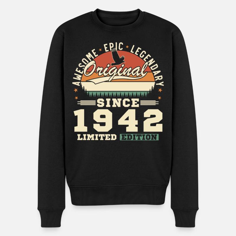1942 Vintage Retro Geburtstagsgeschenk - Männer Premium Bio Pullover - Schwarz