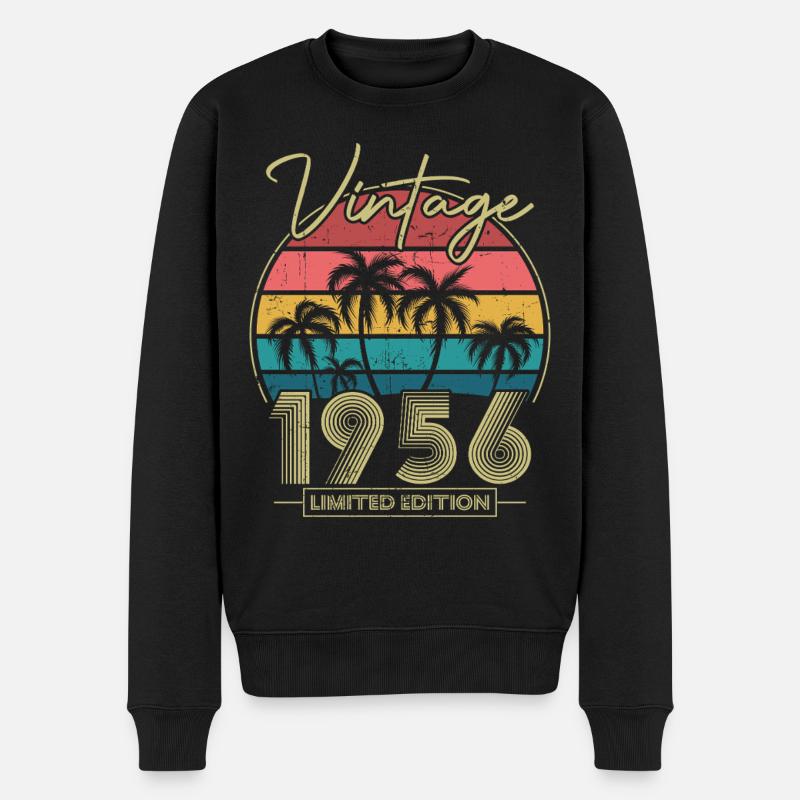 Vintage 1956 Jahrgang Geburtstagsgeschenk - Männer Premium Bio Pullover - Schwarz