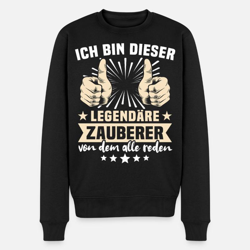 Zauberer Sprüche - Männer Premium Bio Pullover - Schwarz