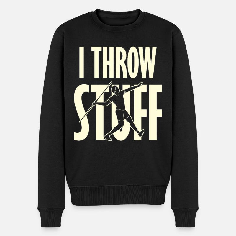 I Throw Stick Sport Tee - Männer Premium Bio Pullover - Schwarz