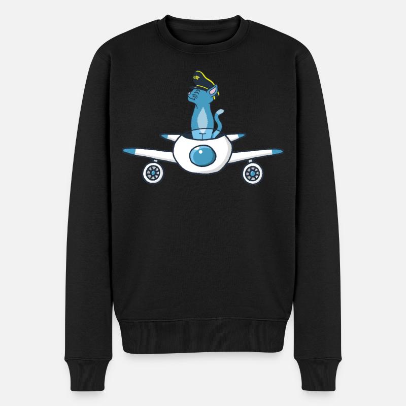 Chat pilote d'avion - Pull Premium bio Homme - noir