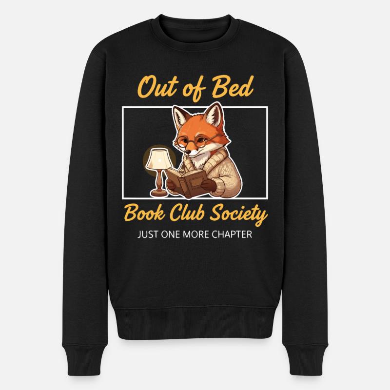 Fuchs Bücher lesen - Männer Premium Bio Pullover - Schwarz