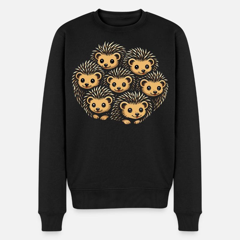 Niedliche Igel Bande - Männer Premium Bio Pullover - Schwarz