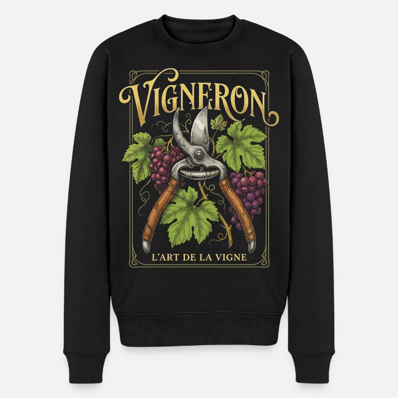 Winzer Passion Viticulture Wine - Männer Premium Bio Pullover - Schwarz