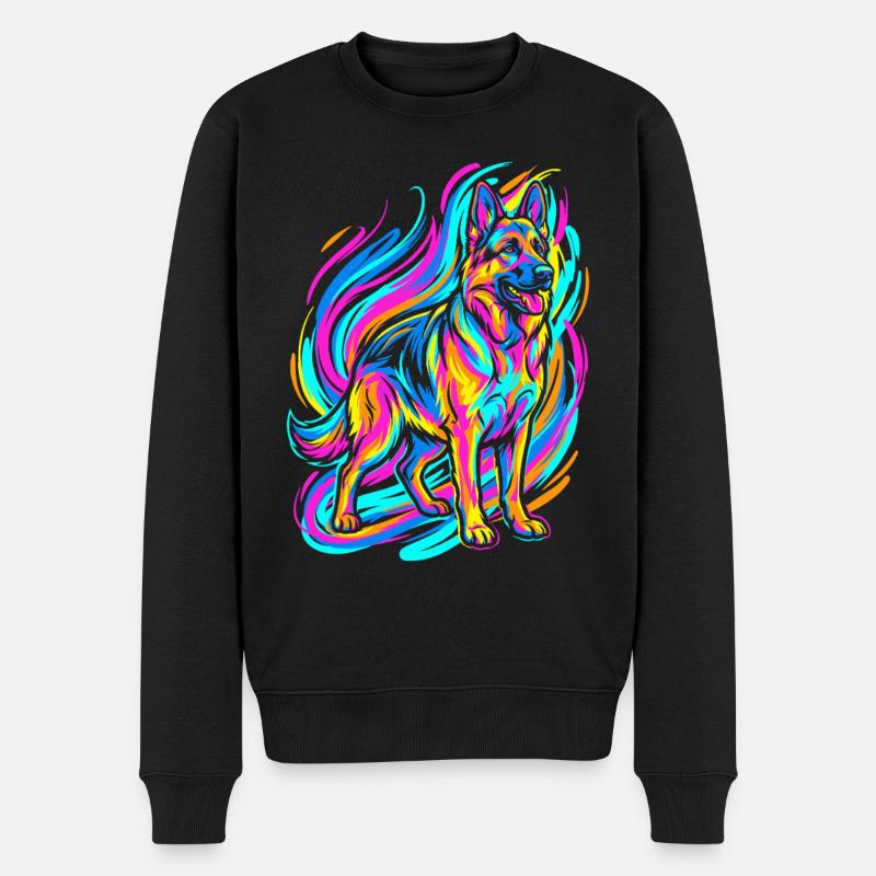 Bunter Schäferhund - Männer Premium Bio Pullover - Schwarz