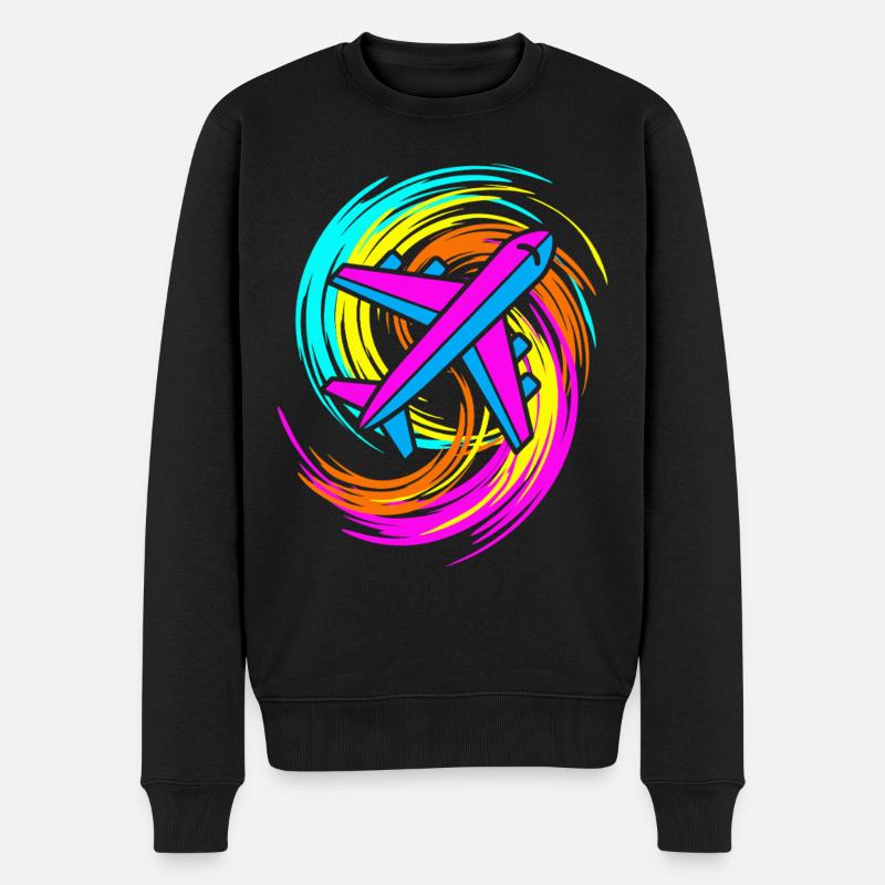 Flugzeug - Männer Premium Bio Pullover - Schwarz