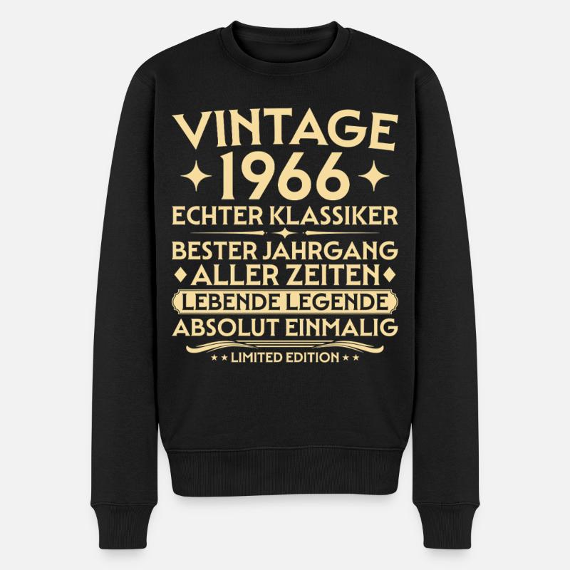 Geburtstag 1966 Jahrgang Echter Klassiker - Männer Premium Bio Pullover - Schwarz