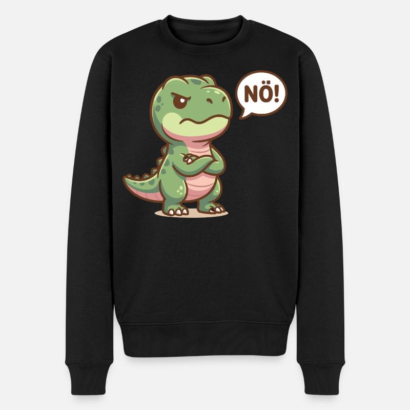 Süßer Dinosaurier Nö Lustiger Spruch - Männer Premium Bio Pullover - Schwarz