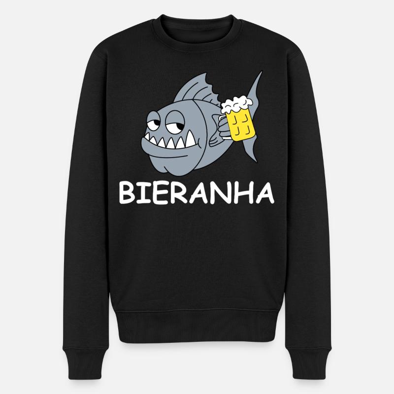 Bierpiranha Comic - Männer Premium Bio Pullover - Schwarz