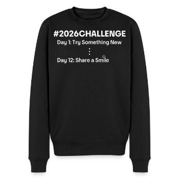 2026 Challenge – Motivation & Neuanfang - Männer Premium Bio Pullover - Schwarz - Vorne - Nico (187cm)