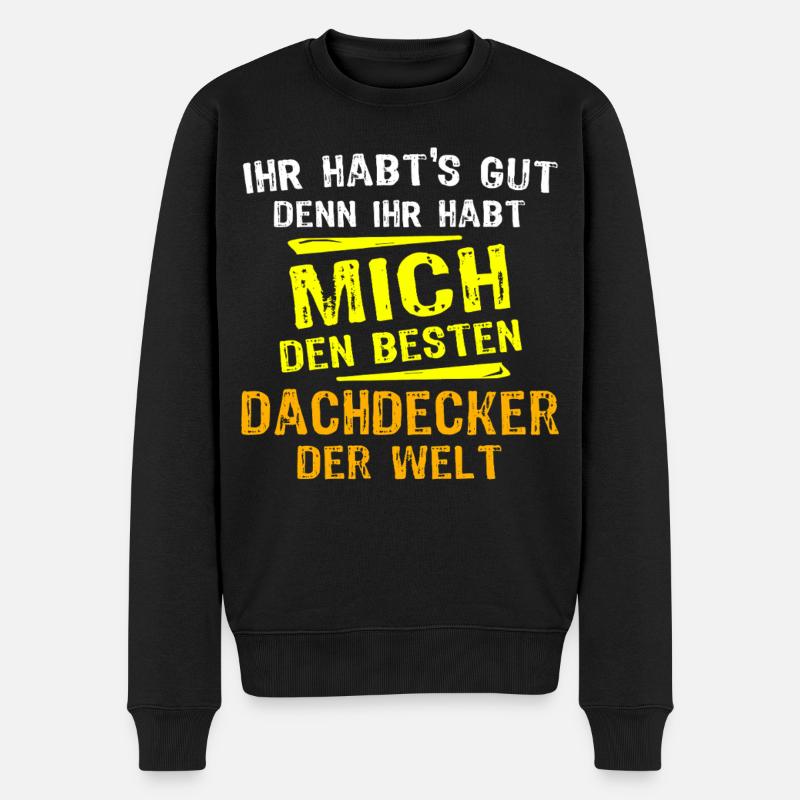 Dachdecker Geschenk - Männer Premium Bio Pullover - Schwarz