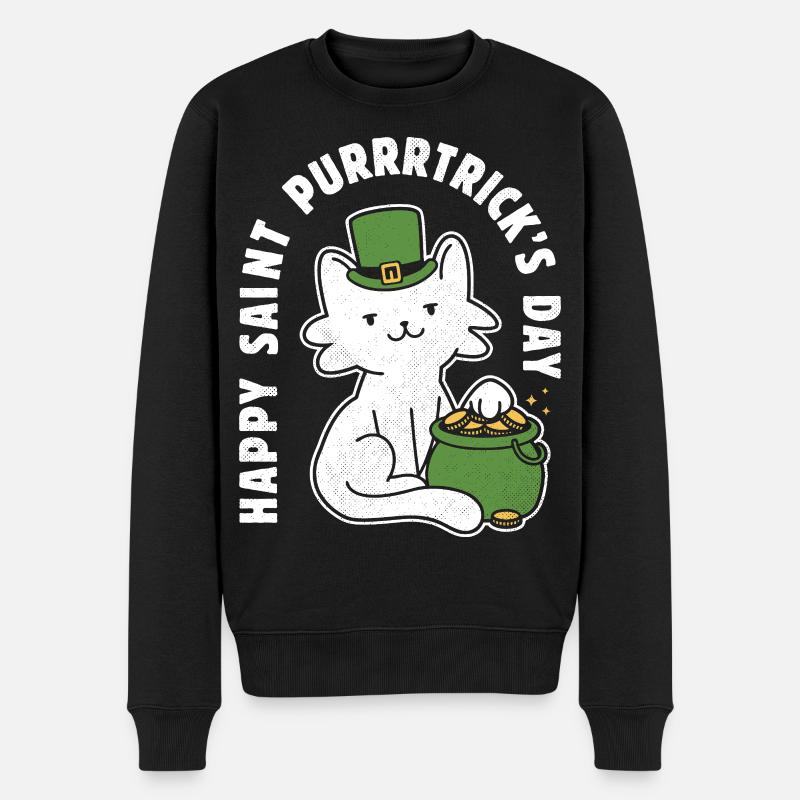 Bonne fête de la Saint-Purrtrick - Pull Premium bio Homme - noir