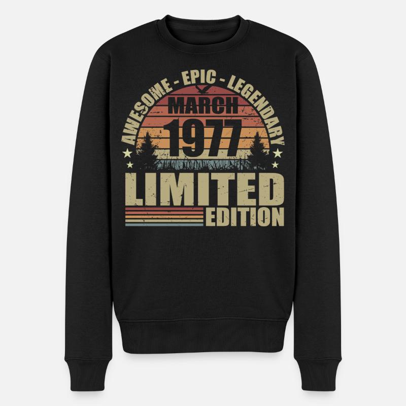 Millésime Mars 1977 Anniversaire - mars 1977 - Pull Premium bio Homme - noir