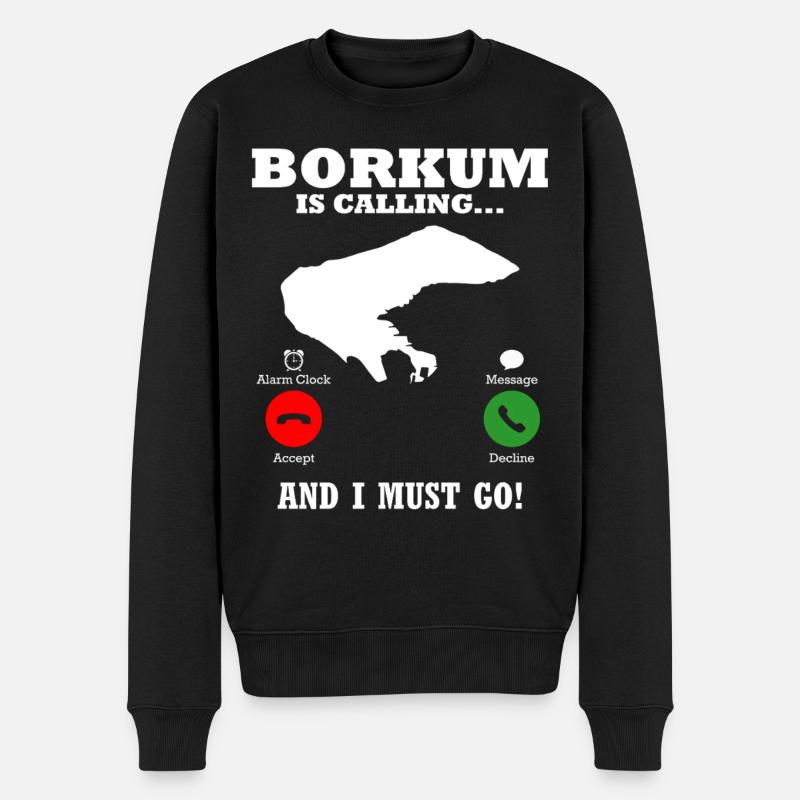 Île Borkum APPELS DRÔLES - Pull Premium bio Homme - noir