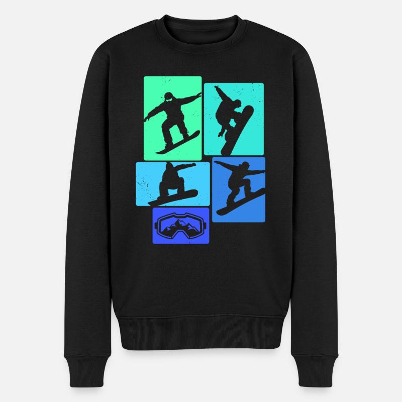 Snowboarden Retro Snowboard Snowboarding Snowboard - Männer Premium Bio Pullover - Schwarz