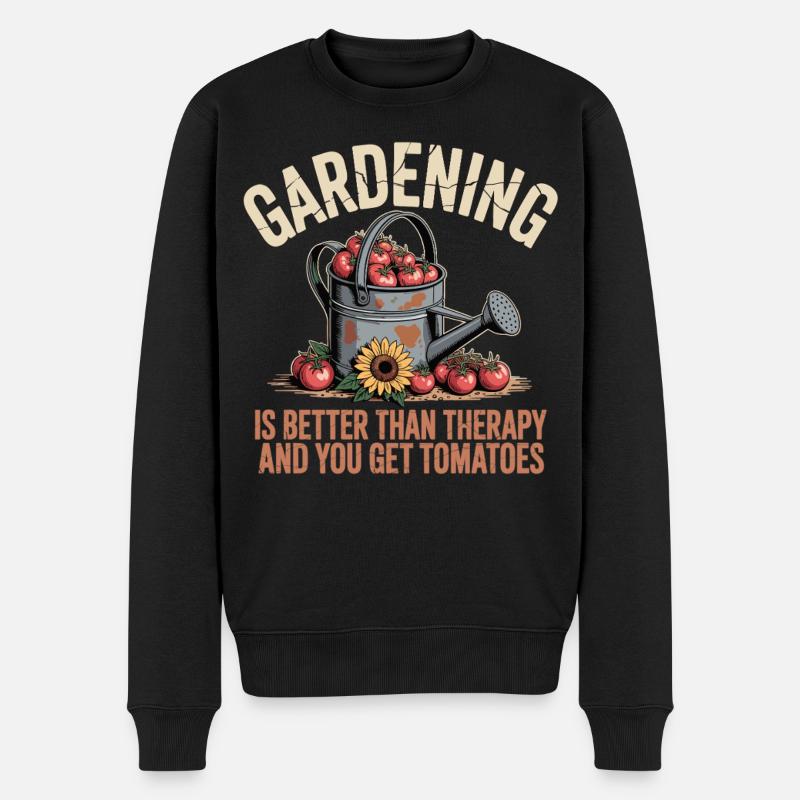 Hobbygärtner Shirt Gießen Tomaten und Sonnenblume - Männer Premium Bio Pullover - Schwarz