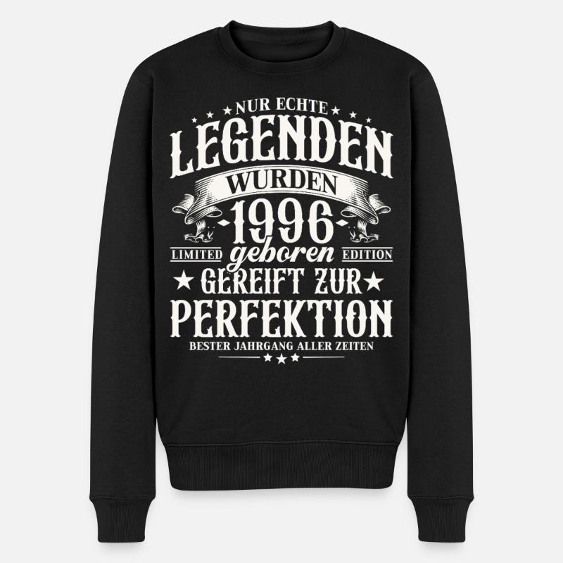 1996 Jahrgang geboren Legenden Geburtstag Geschenk - Männer Premium Bio Pullover - Schwarz