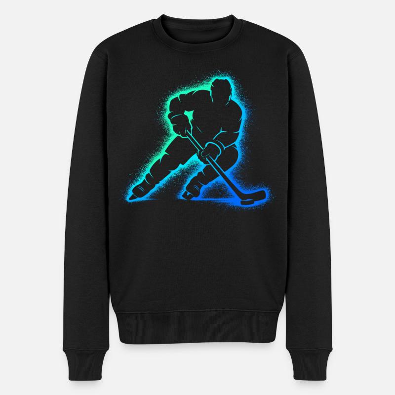 Eishockey Spieler Geschenk Junge Hockey - Männer Premium Bio Pullover - Schwarz