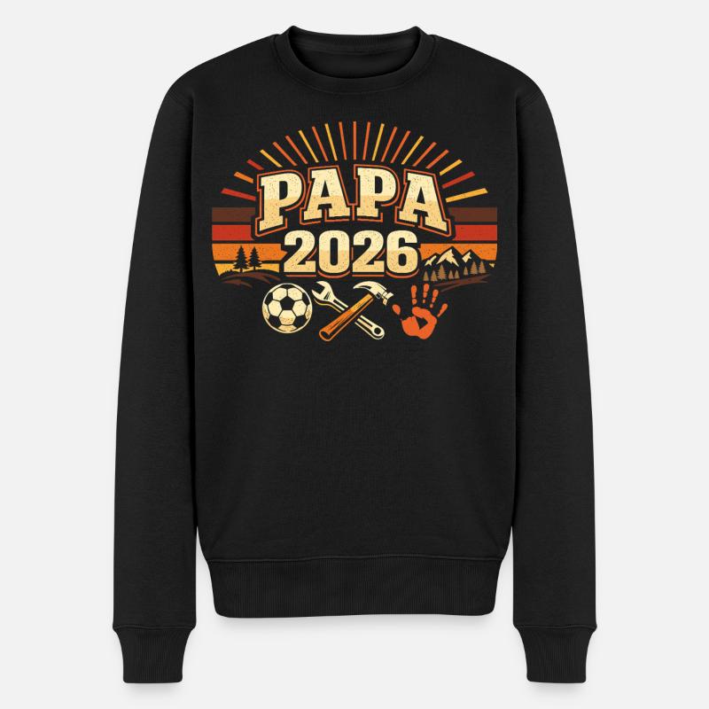 papa 2026 - Männer Premium Bio Pullover - Schwarz