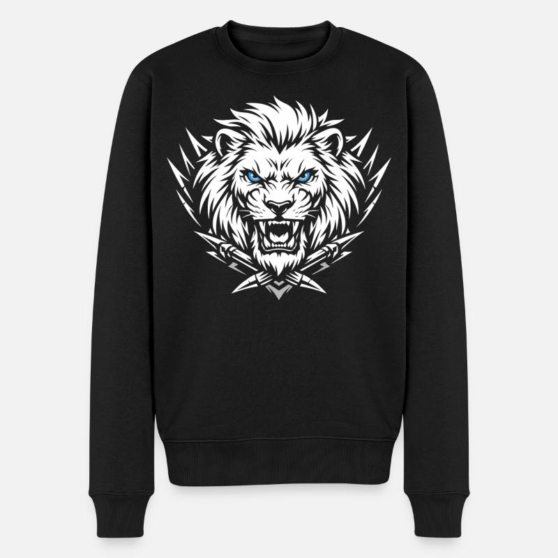 Löwenkopf Löwe - Männer Premium Bio Pullover - Schwarz