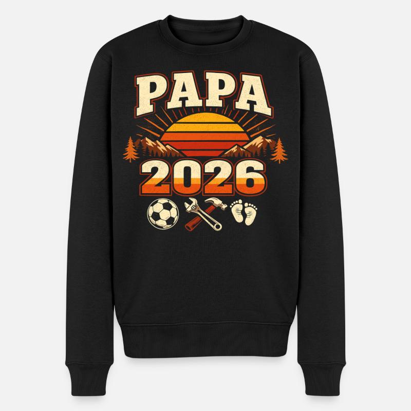 Papa 2026 Loading Geschenk Werdender Vater - Männer Premium Bio Pullover - Schwarz