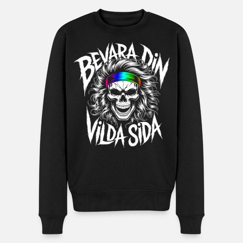 Wild Side Skull - Männer Premium Bio Pullover - Schwarz