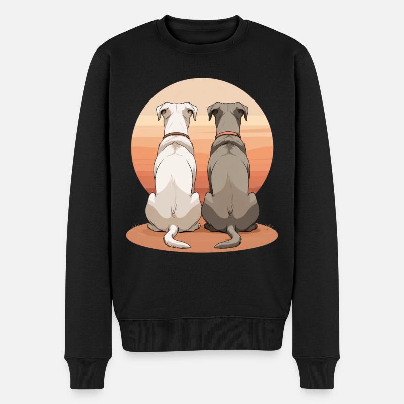 Deux chiens au coucher du soleil - Pull Premium bio Homme - noir