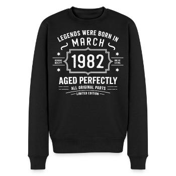 Legendär seit 44. März 1982 Geburtstag März 1982 - Männer Premium Bio Pullover - Schwarz - Vorne - Nico (187cm)