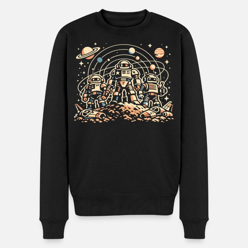 Astronauten auf dem Orbitalmond - Männer Premium Bio Pullover - Schwarz