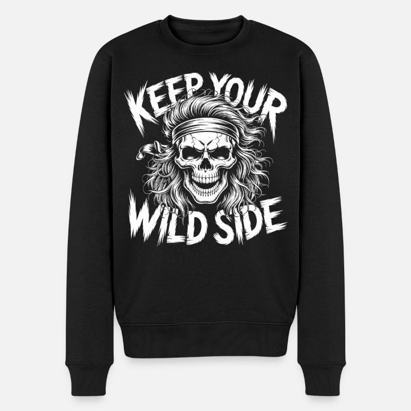 Conception du crâne du côté sauvage - Pull Premium bio Homme - noir