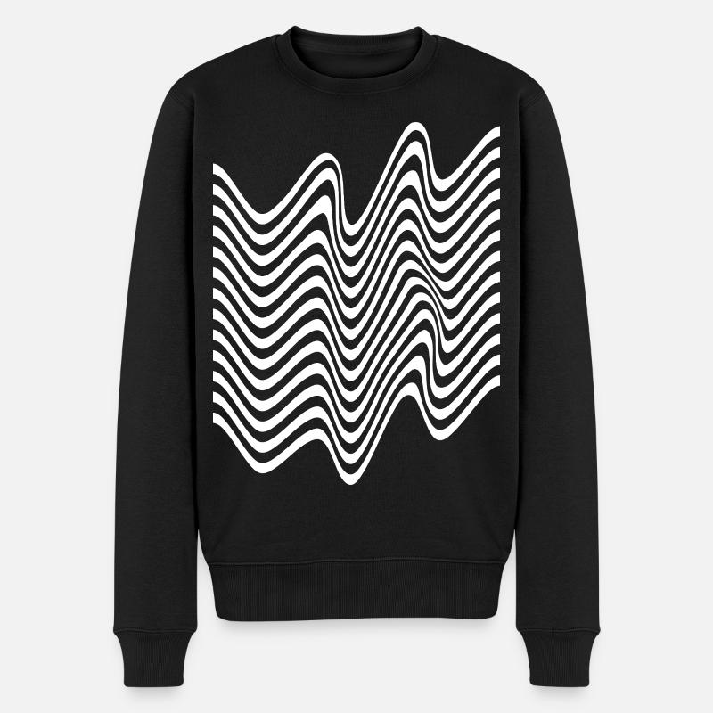 Bandes monochromes ondulées - Pull Premium bio Homme - noir