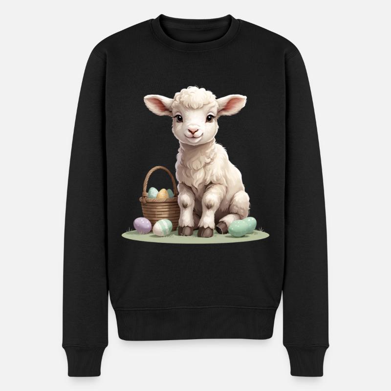 Agneau pastel avec œufs de Pâques - Pull Premium bio Homme - noir