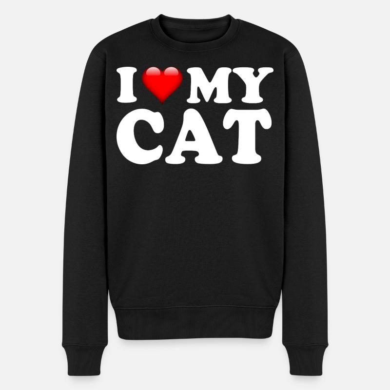 Ich liebe das Design meines Katzen-Katzenliebhabers - Männer Premium Bio Pullover - Schwarz