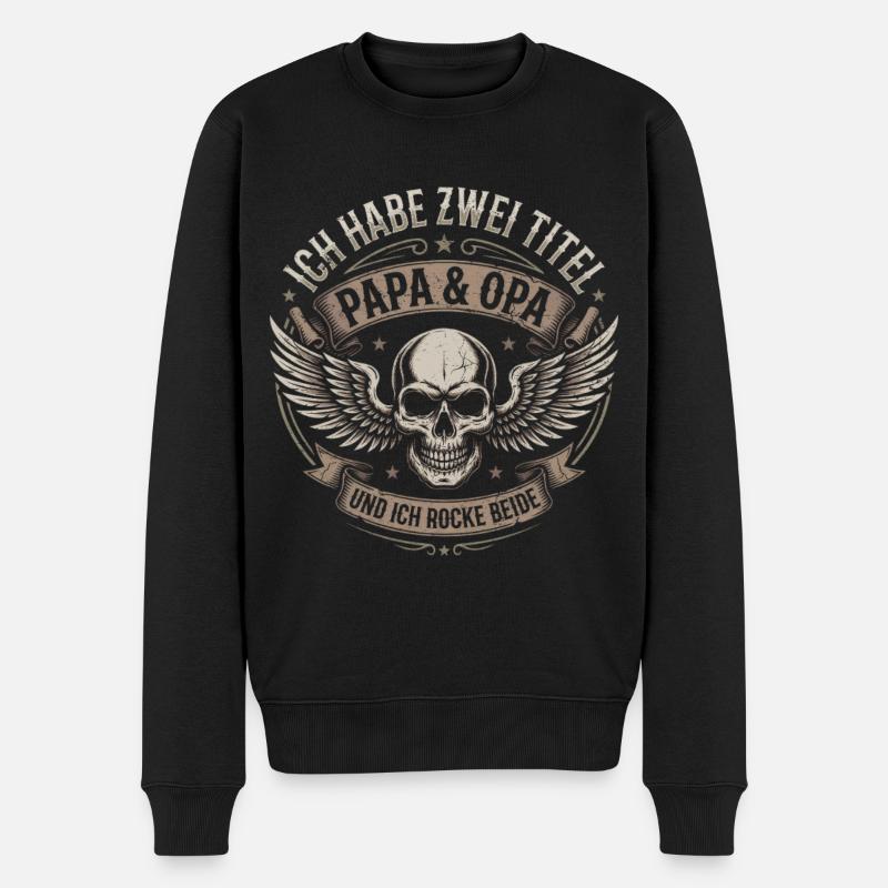 Papa & Opa: Zwei Titel - Männer Premium Bio Pullover - Schwarz