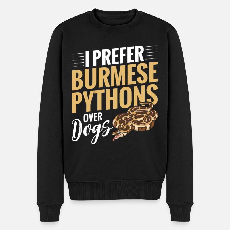 Burmesischer Python-Stoff Reptilien-Foos-Schlangenbesitzer - Männer Premium Bio Pullover - Schwarz
