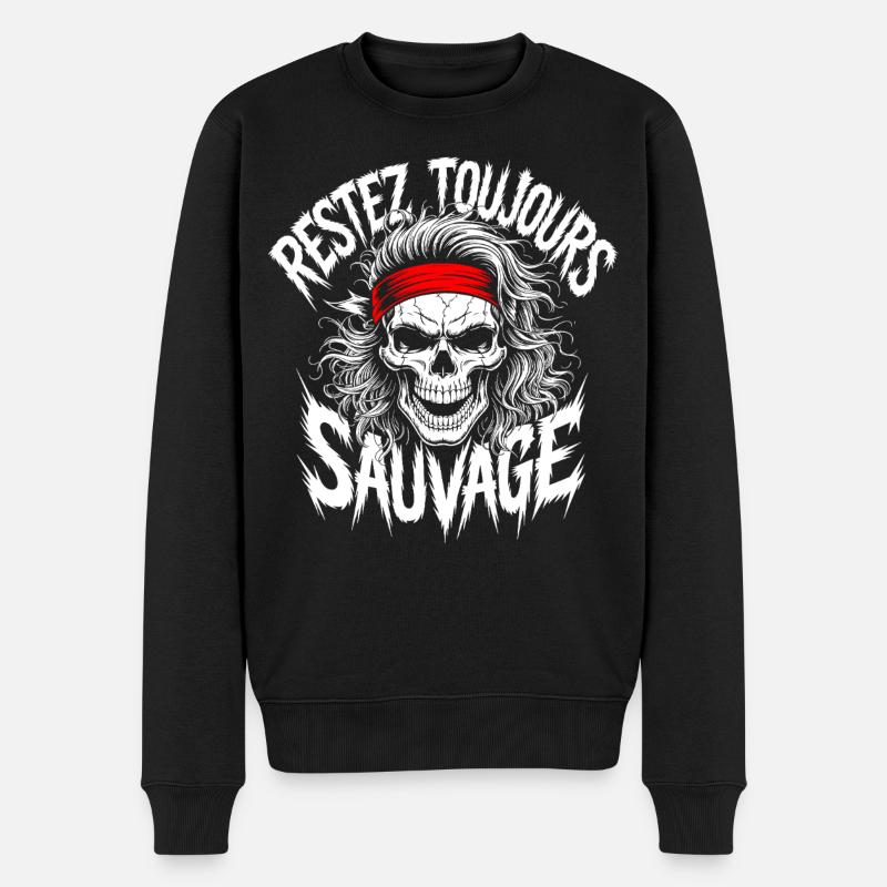 Restez Sauvage Skull - Pull Premium bio Homme - noir