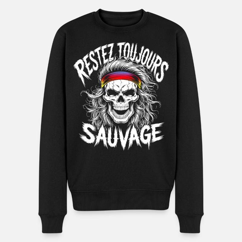 Bleib wild Immer Schädel - Männer Premium Bio Pullover - Schwarz