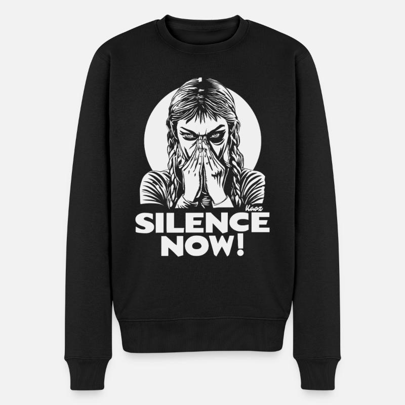 Silence maintenant Emblème du visage - Pull Premium bio Homme - noir