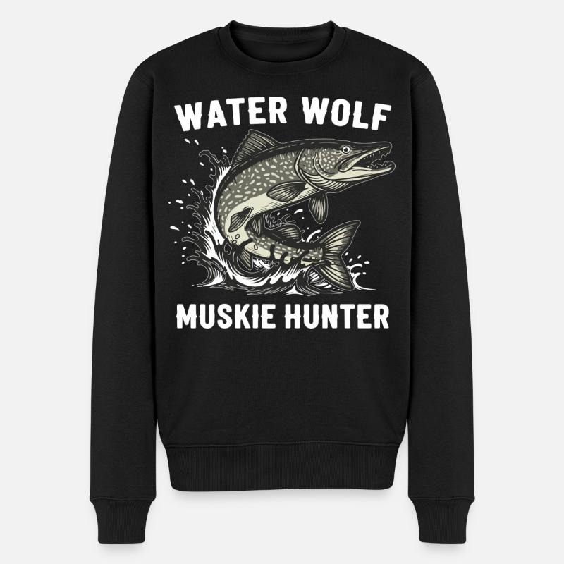 Angeln auf Flusswolfsfisch Aquatic Muskie - Männer Premium Bio Pullover - Schwarz