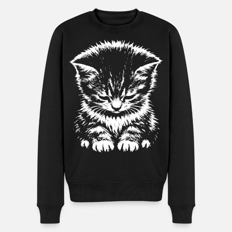 Traurige Katze Meme Geschenk - Männer Premium Bio Pullover - Schwarz