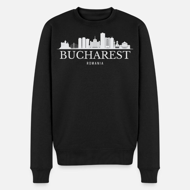 Bukarest Skyline, Bukarest, Rumänien - Männer Premium Bio Pullover - Schwarz