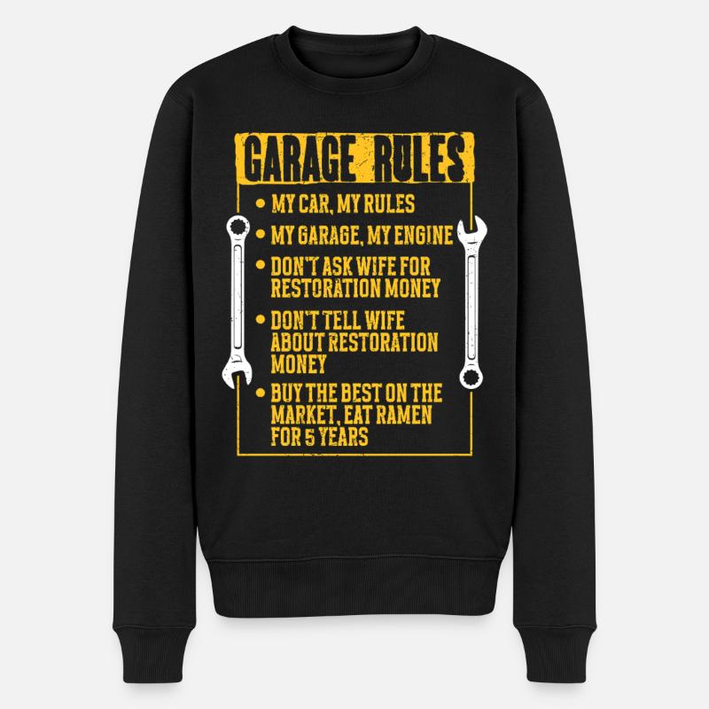 Auto Restauration Garage Rules - Männer Premium Bio Pullover - Schwarz