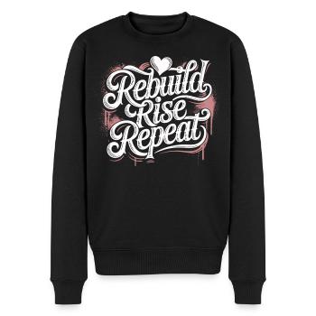 Durchhalten Motivation T-Shirt – Kraft & Fokus - Männer Premium Bio Pullover - Schwarz - Vorne - Nico (187cm)