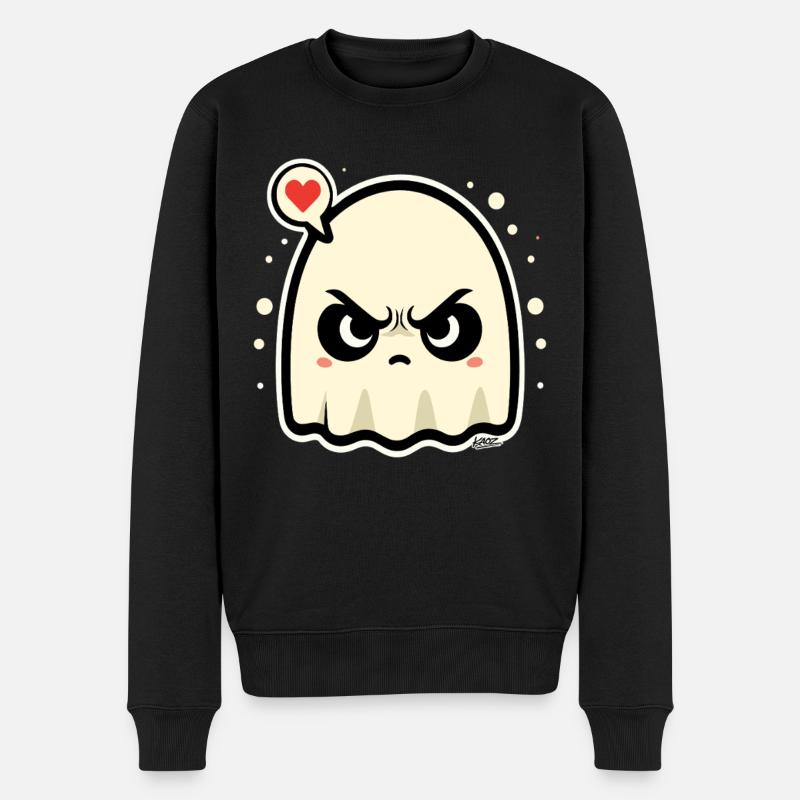 Wütender Geist mit Herz Sprechblase - Männer Premium Bio Pullover - Schwarz