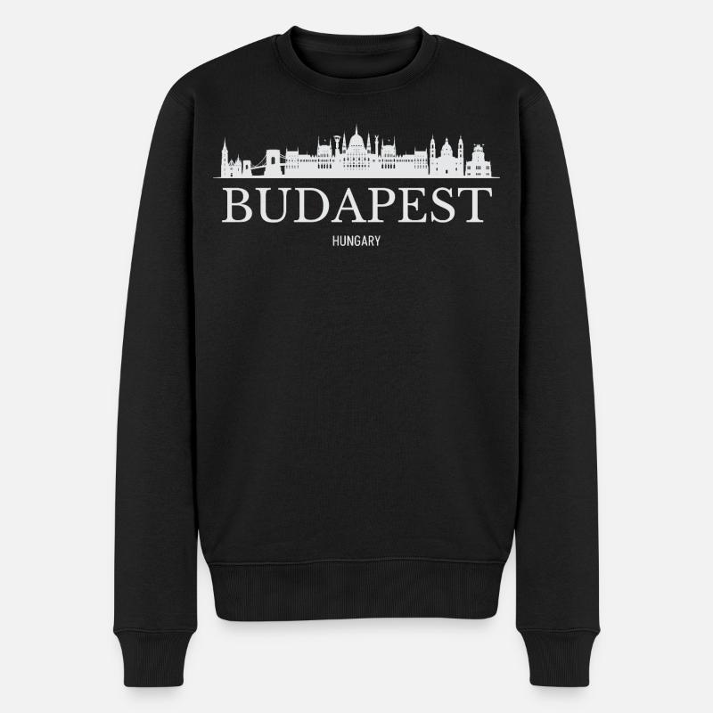 Budapester Skyline, Budapest, Ungarn - Männer Premium Bio Pullover - Schwarz