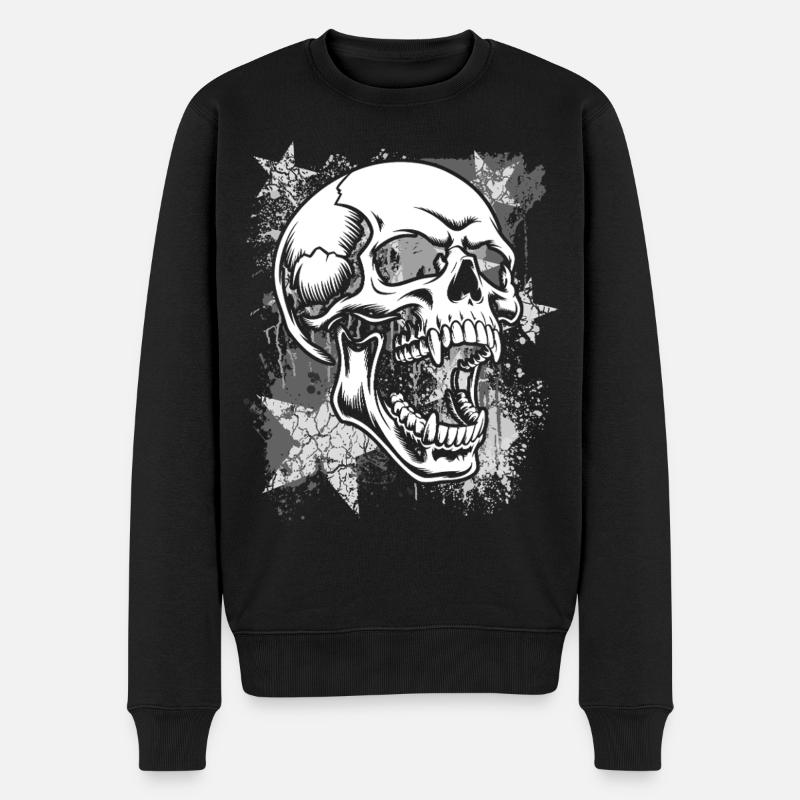 Schädel im Grunge-Splatter - Männer Premium Bio Pullover - Schwarz