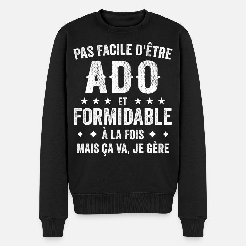 Ado Formidable - Pull Premium bio Homme - noir