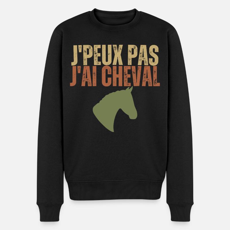 J'peux pas j'ai cheval - Pull Premium bio Homme - noir
