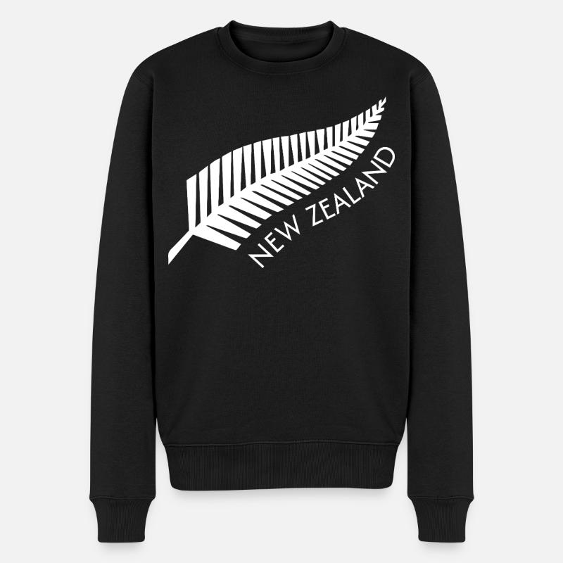 Neuseeländischer Fern Stolzer Kiwi - Männer Premium Bio Pullover - Schwarz